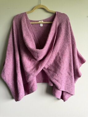 World Market Dusty Pink Draped Poncho Shrug Sweater